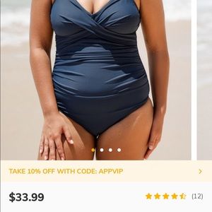 CUPSHE One Piece Swimsuit Solid Navy Sixe 1X NWT